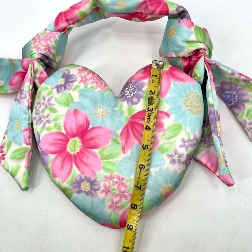 MADDEN GIRL Pink & Blue Heart Shape Floral Purse